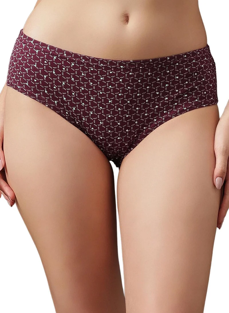 كلوفيا Pack of 3 Mid Waist Printed Hipster Panties with Inner Elastic - 100% Cotton